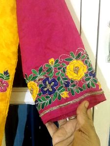 yellow embroidery kurta
