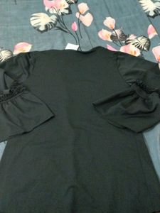 Black Ruffle Sleeve Top