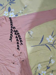 Peach Leaf Print Top