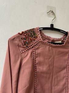 Embroidered Bell Sleeve Top