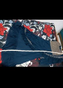 Elegant Navy Blue Ruffle Saree