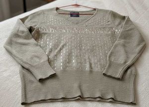 Golden Brown Sequence Knit Sweater