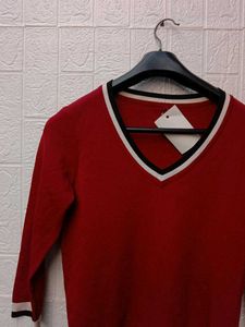 New With Tag Korean Red Stripped Pullover