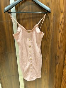 Blush Button-Down Ribbed Mini Dress