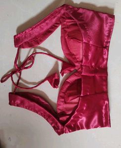 Elegant red Blouse(sweetheart neck)