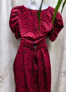 Chic Maroon Print Dress