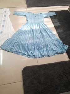Blue &amp; White Dress with Shrug Brand New Fix Rate