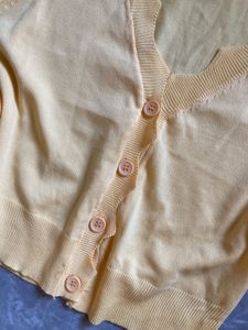 Yellow Scalloped Edge Cardigan