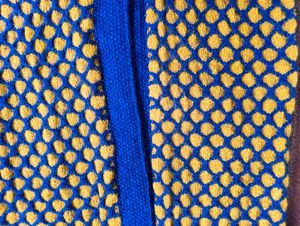 Handmade Knitted Blue &amp; Yellow Coat