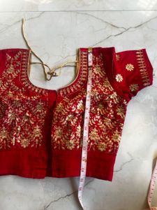 Elegant Orange Saree with stitched blouse