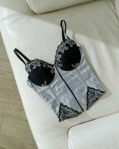 EUROPEAN Y2K METALLIC SILVER BUSTIER CORSET