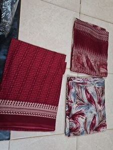 Burgundy Women&#39;s Dress Material