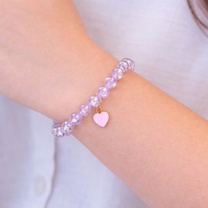 Purple Beaded Heart Bracelet