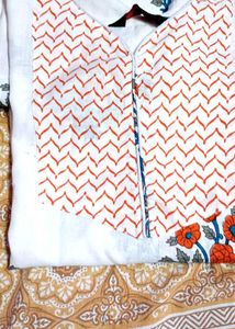 Pure Cotton Kurti Set With New Saree