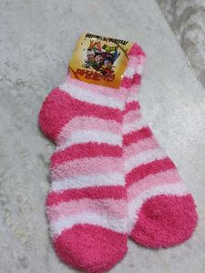 Pink Striped Fuzzy Socks