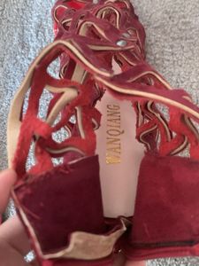Burgundy Cage Heels