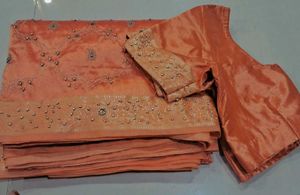 Elegant Peach Saree with stones and breads