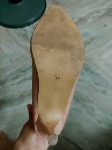 Peach Floral Embossed Heels