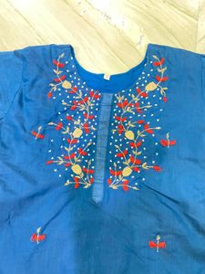 Blue Embroidered Kurti