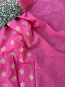 Womens Pink&amp;Olive Green Silk Saree