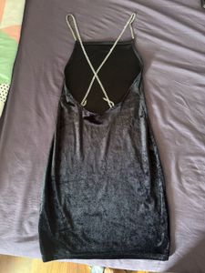 Sexy Black Backless Dress With Stones