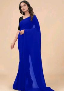 High-Quality Plain Georgette Saree