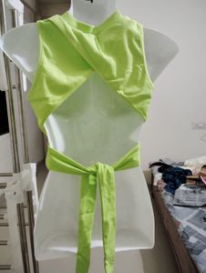 Xs,S,M, open back with knot Lime Green Crop Top