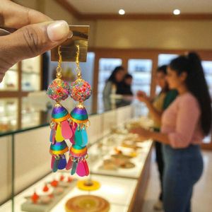 Rainbow Tassel Statement Earrings