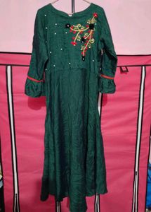 Embroidered Green Kurta