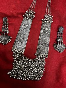 Oxidized Silver Peacock Jewelry Set
