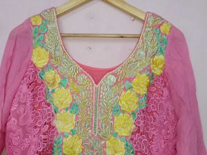 Pink Embroidered kurta and dupatta