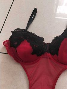 L Red &amp; Black Teddy Lingerie