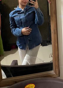 Bow Detailing Denim Shirt Looks Very Chic😮‍💨
