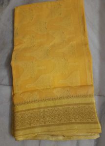 Bengal Handloom Yellow Tant Cotton  Saree