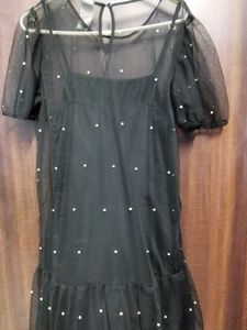 Black Sheer Pearl Dress