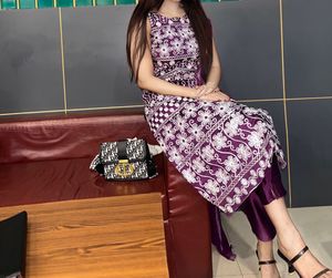 Elegant Purple Embroidered Suit