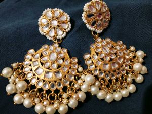 Kundan & Pearl Statement Earrings