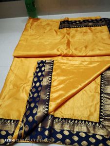 Elegant Yellow & Navy Blue Sari