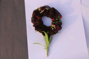 Floral Brown Scrunchie Premium