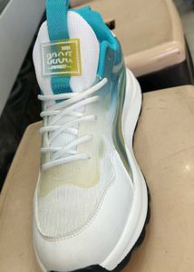 Futuristic White & Aqua High-Top Sneakers