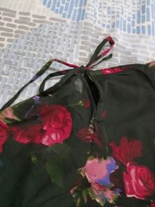 Black Floral Printed Fit And Flare Dress