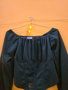 Chic Dark Green Long Sleeve Top
