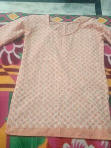 Peach Embroidered Kurta
