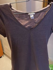 Casual Brown V-Neck T-Shirt