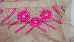 Dark Pink Saree With Light Brown Border.