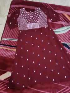 Maroon Georgette Kurti Matching Shall as Freebie