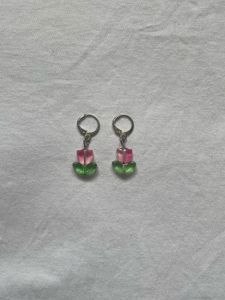 Pink Tulip Beaded Earrings