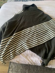 Grey White Poncho