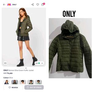 Only olive green Puffer hooded jacket