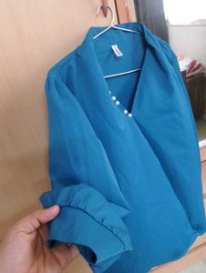 Blue Western Top For Girls